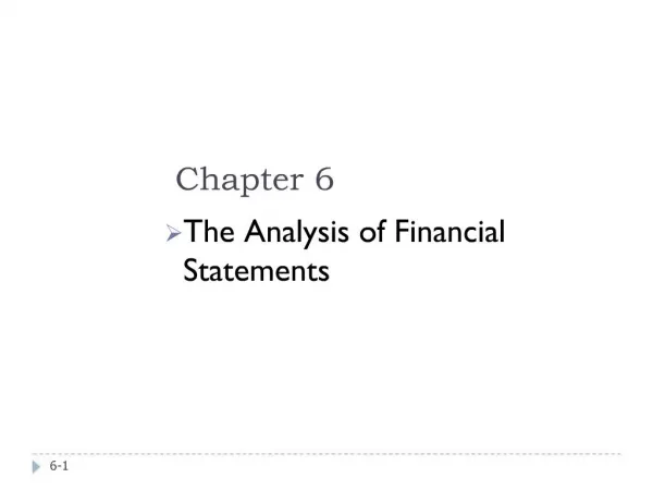 The Analysis of Financial Statements