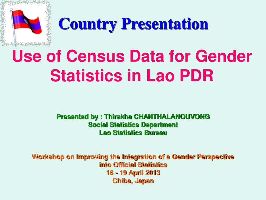 use of census data for gender statistics in lao pdr