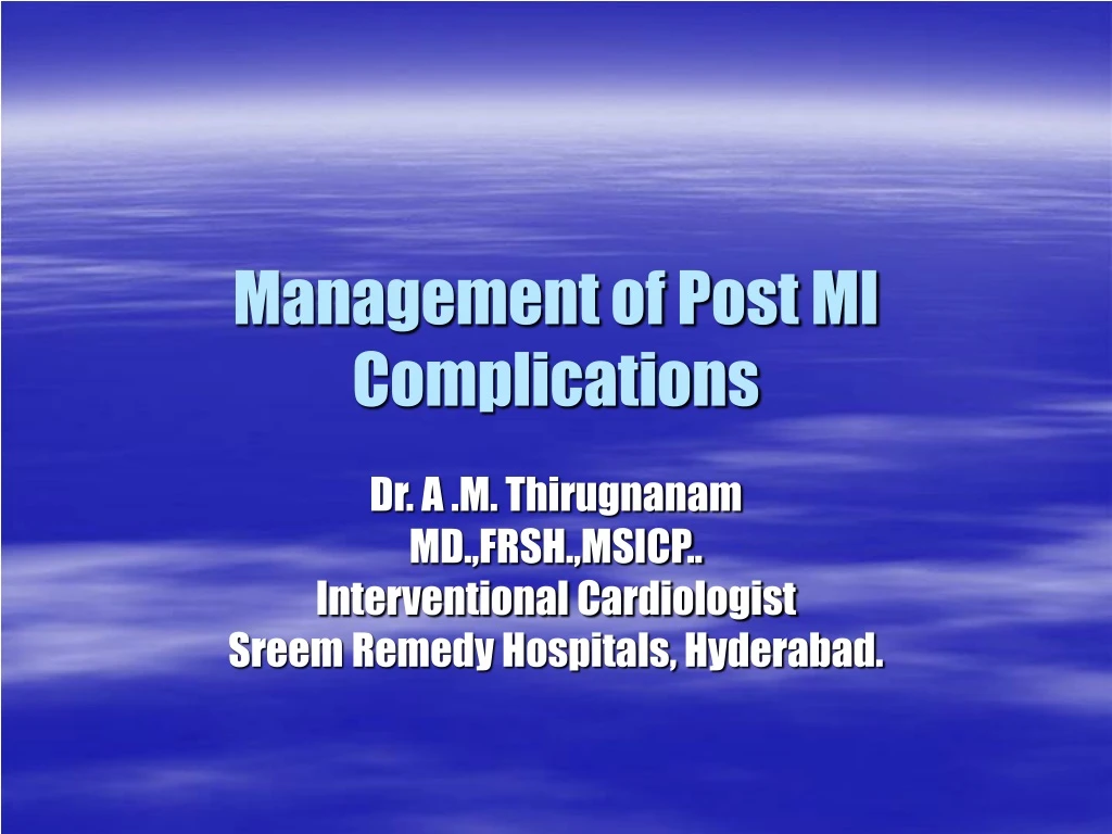 management of post mi complications