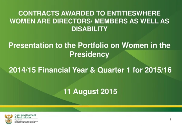 2014/15 Financial Year &amp; Quarter 1 for 2015/16 11 August 2015