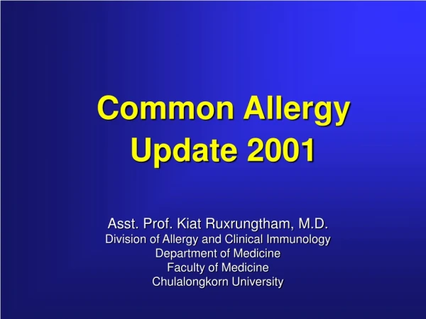 Common Allergy Update 2001