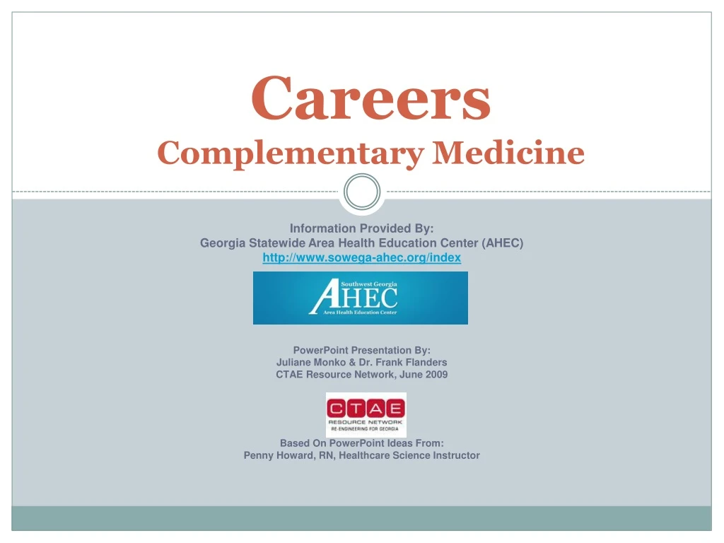 careers complementary medicine