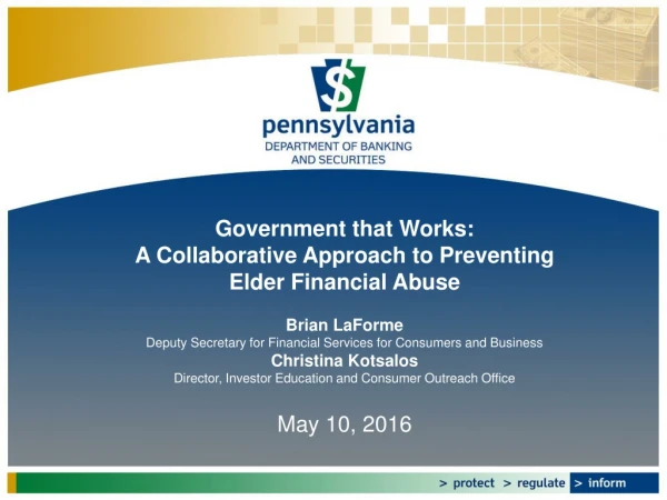 Government that Works:  A Collaborative Approach to Preventing Elder Financial Abuse