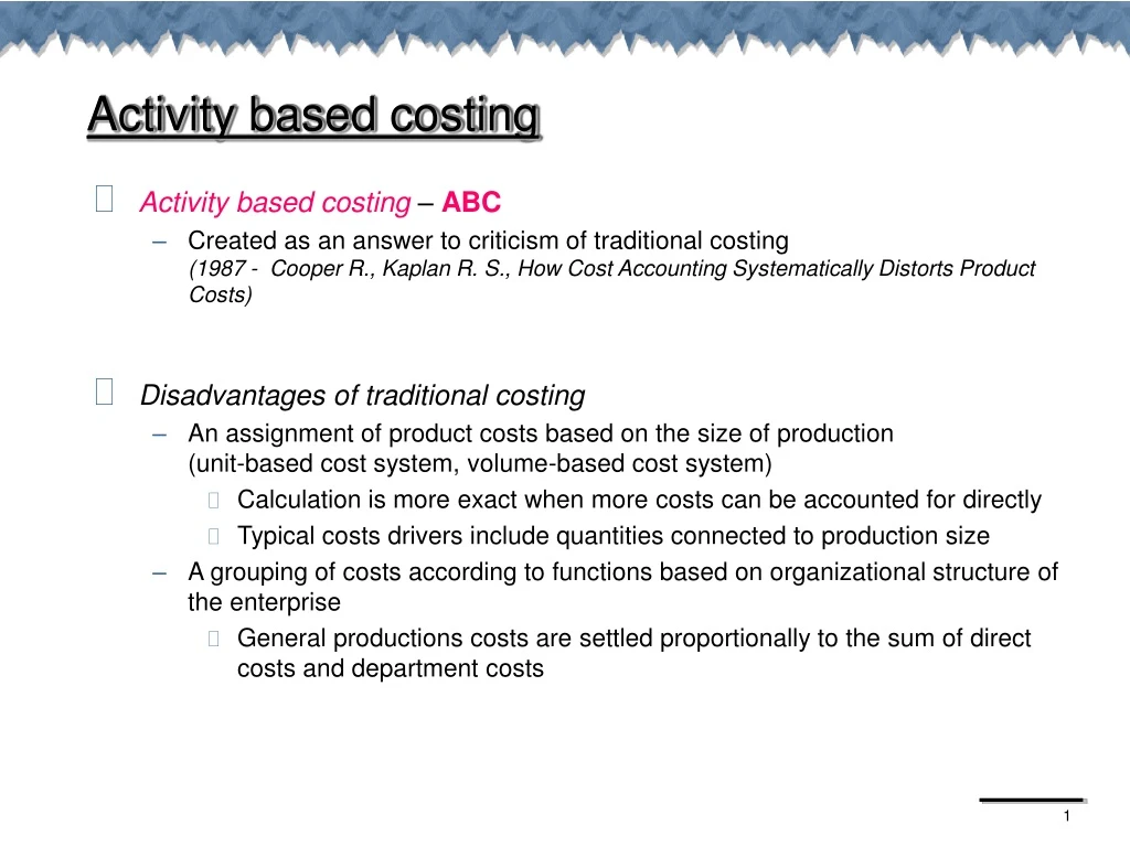 activity based costing