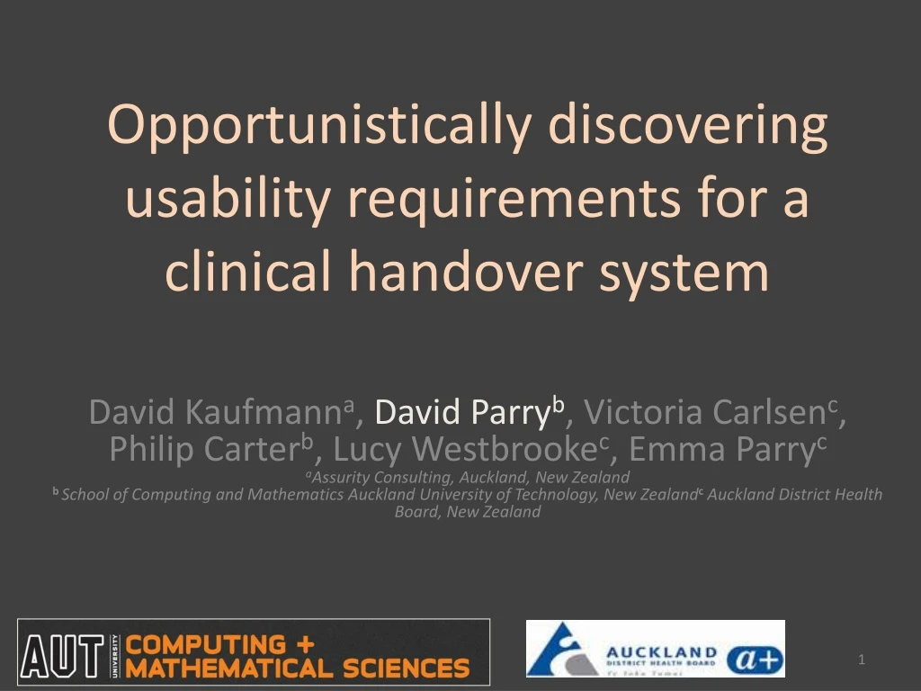 opportunistically discovering usability requirements for a clinical handover system