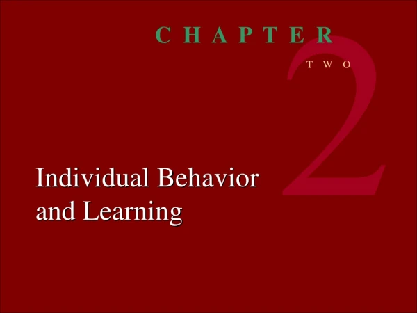 Individual Behavior and Learning