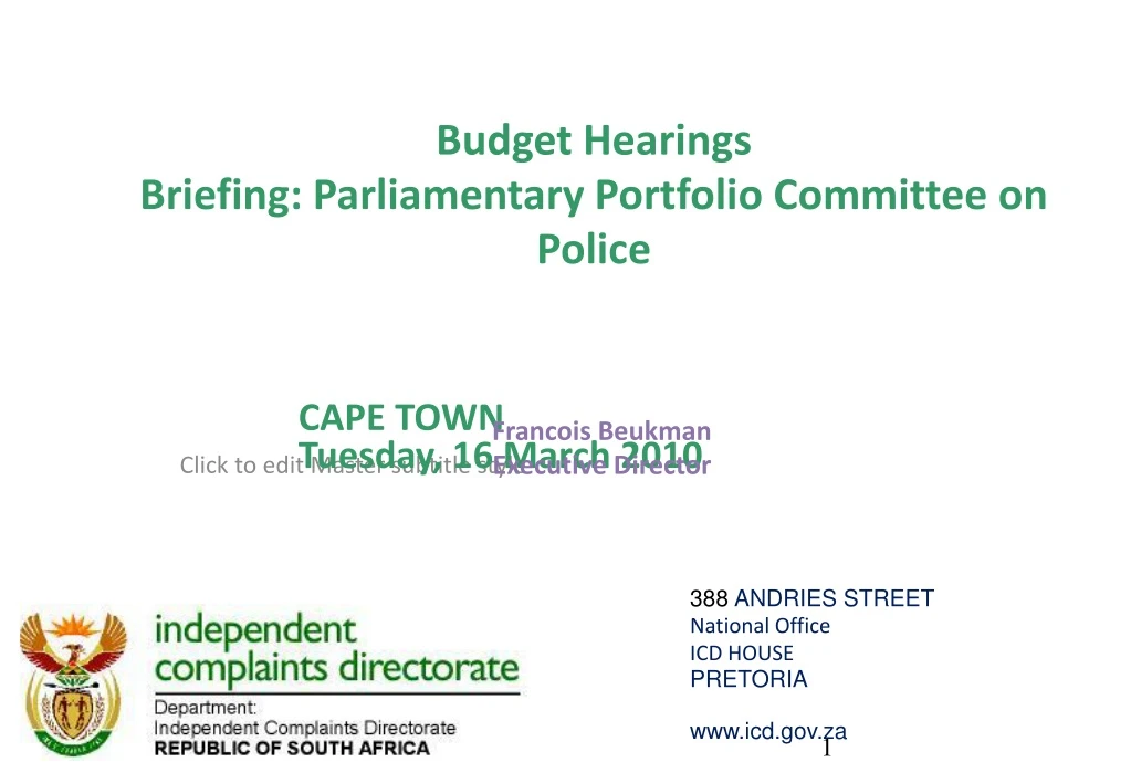budget hearings briefing parliamentary portfolio