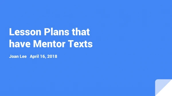 Lesson Plans that have Mentor Texts