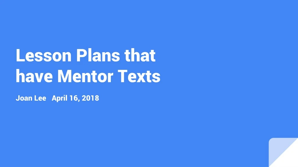 lesson plans that have mentor texts