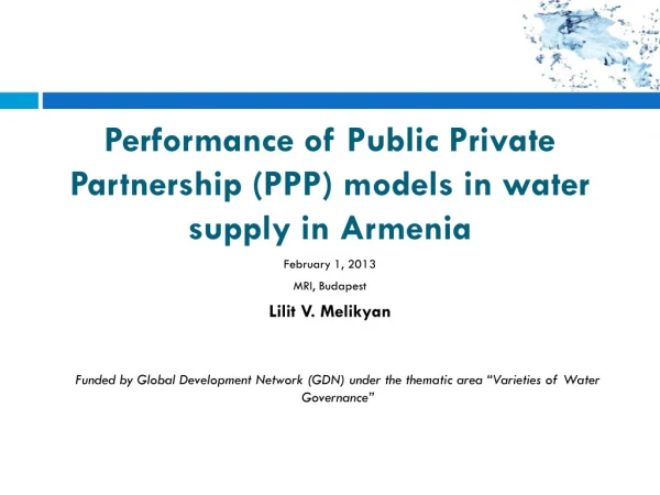 Performance of Public Private Partnership (PPP) models in water supply in Armenia