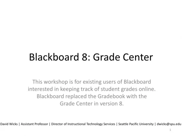 Blackboard 8: Grade Center