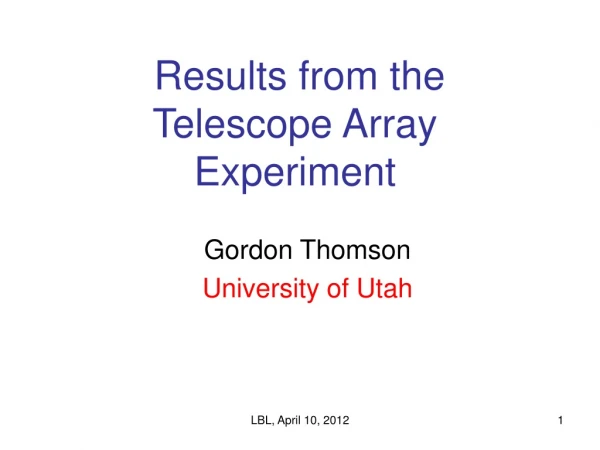 Results from the  Telescope Array Experiment