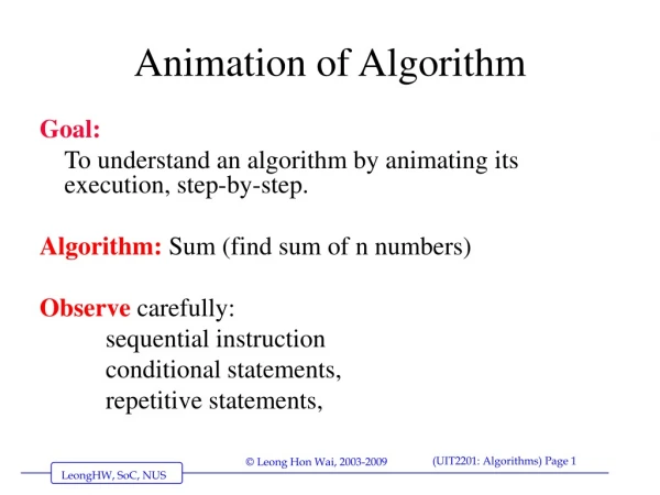 Animation of Algorithm