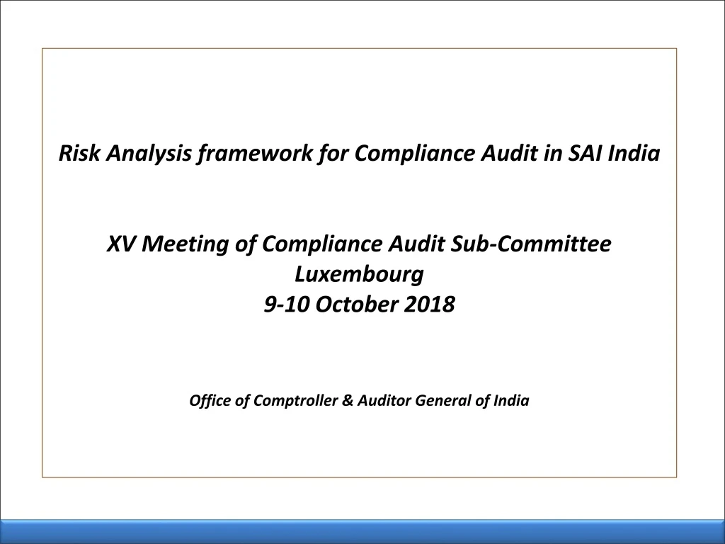 risk analysis framework for compliance audit