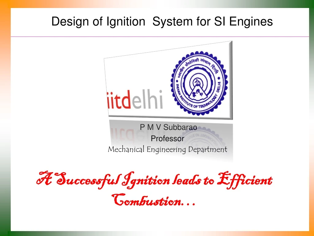 design of ignition system for si engines