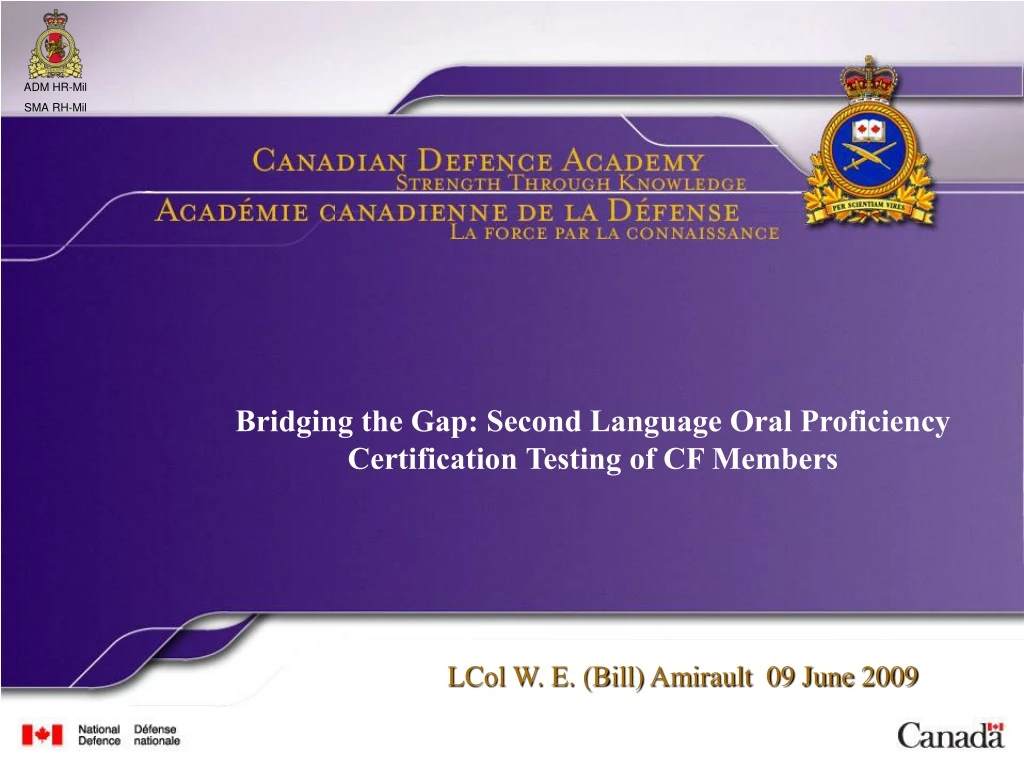 bridging the gap second language oral proficiency certification testing of cf members