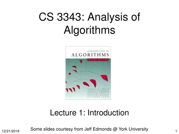 CS 3343: Analysis of Algorithms