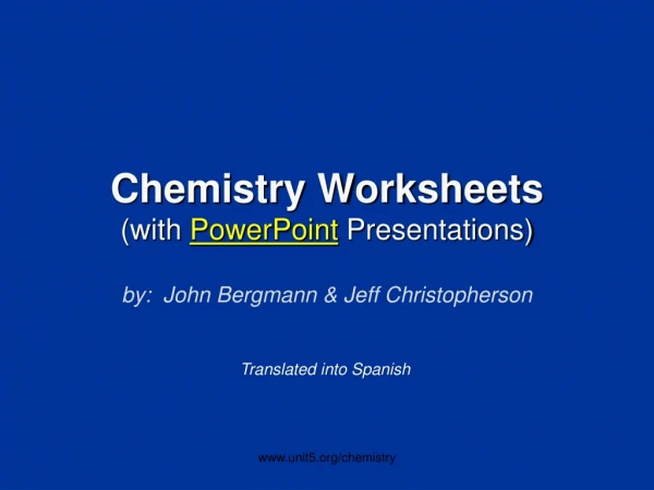 Chemistry Worksheets (with  PowerPoint  Presentations)