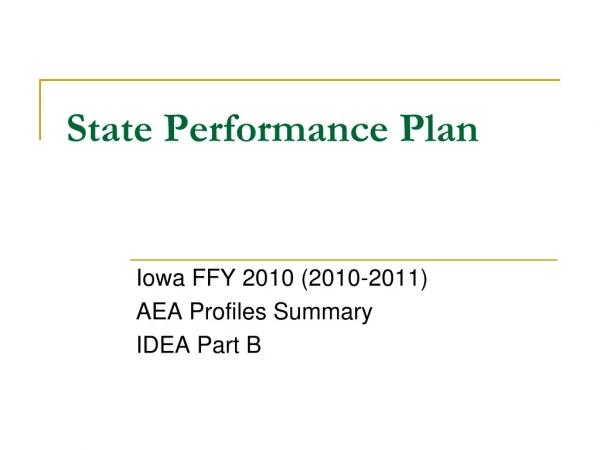 State Performance Plan