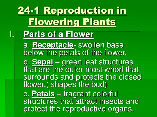 24-1 Reproduction in Flowering Plants