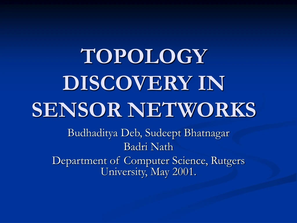 topology discovery in sensor networks