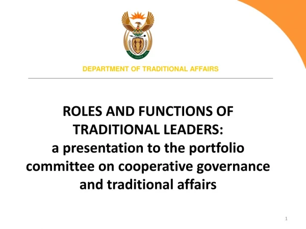 DEPARTMENT OF TRADITIONAL AFFAIRS