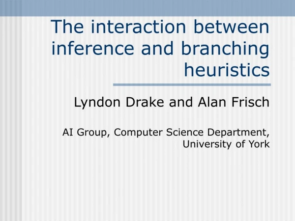 The interaction between inference and branching heuristics