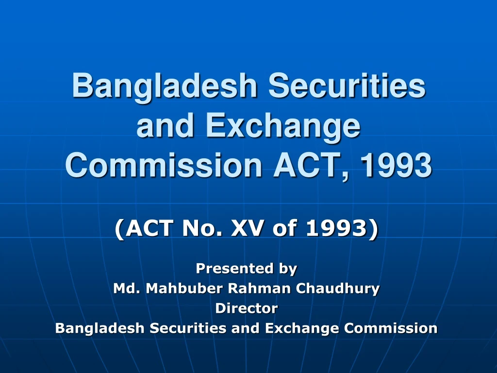 bangladesh securities and exchange commission act 1993