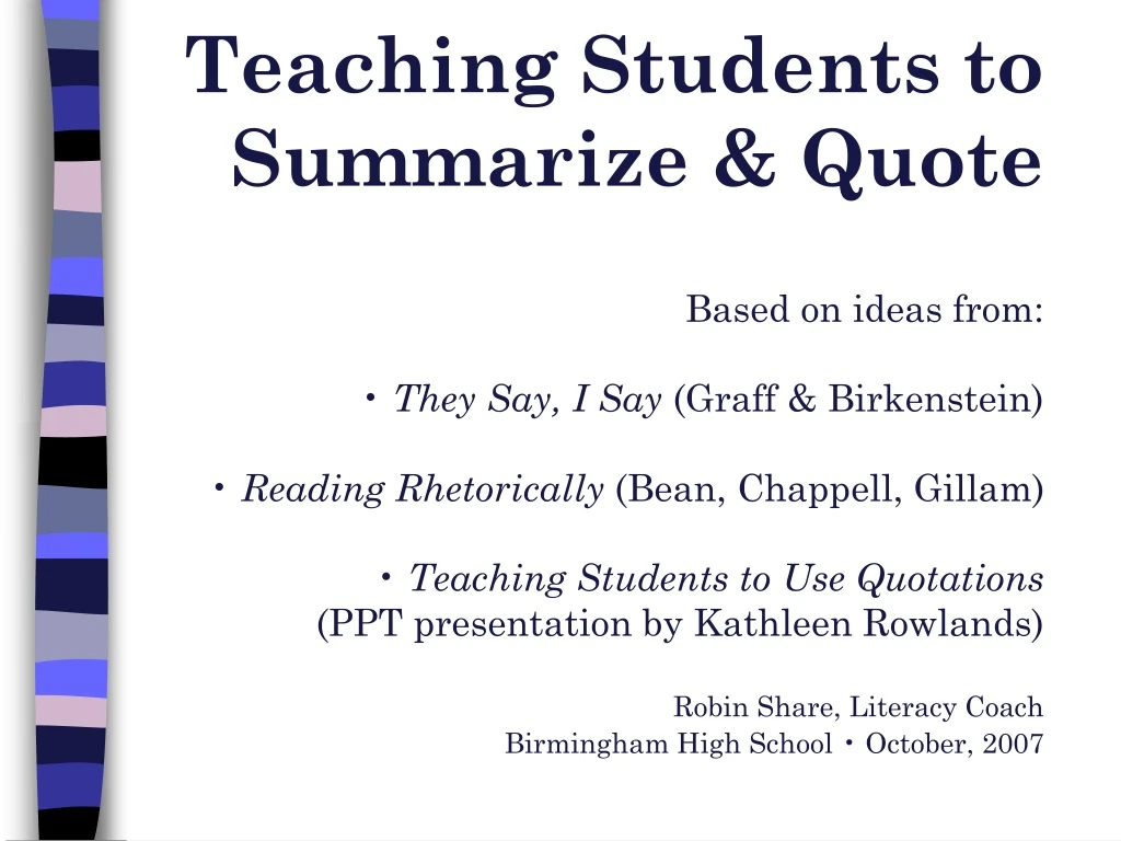 teaching students to summarize quote based