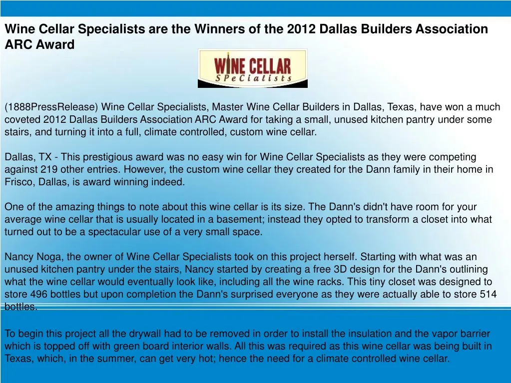wine cellar specialists are the winners