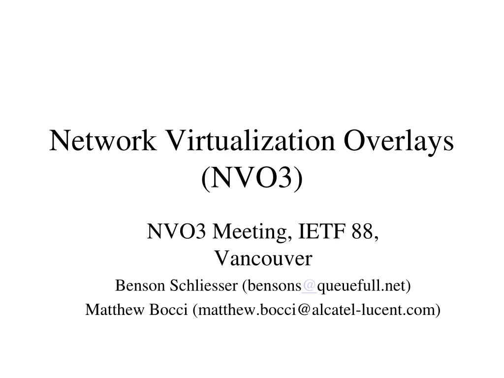 network virtualization overlays nvo3
