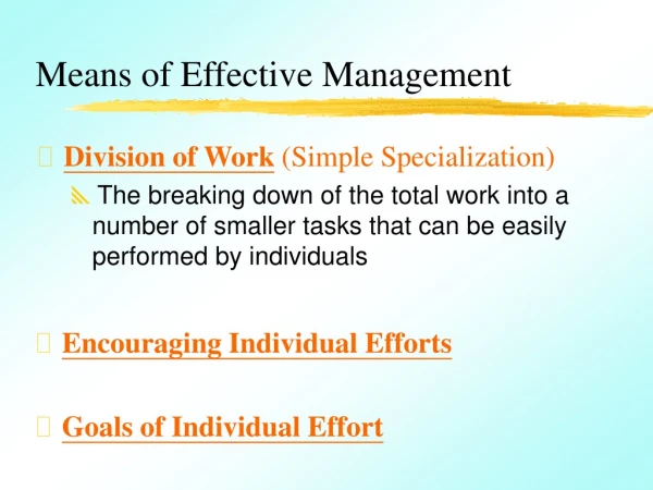 Means of Effective Management