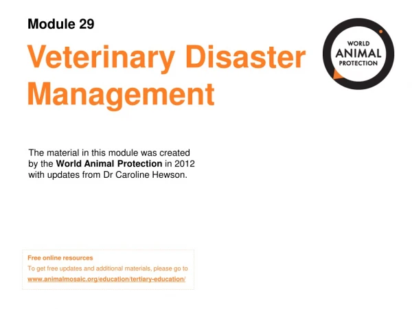Veterinary Disaster Management