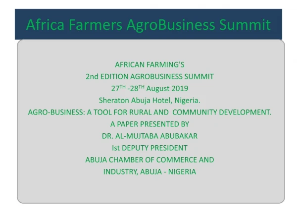 Africa Farmers  AgroBusiness  Summit