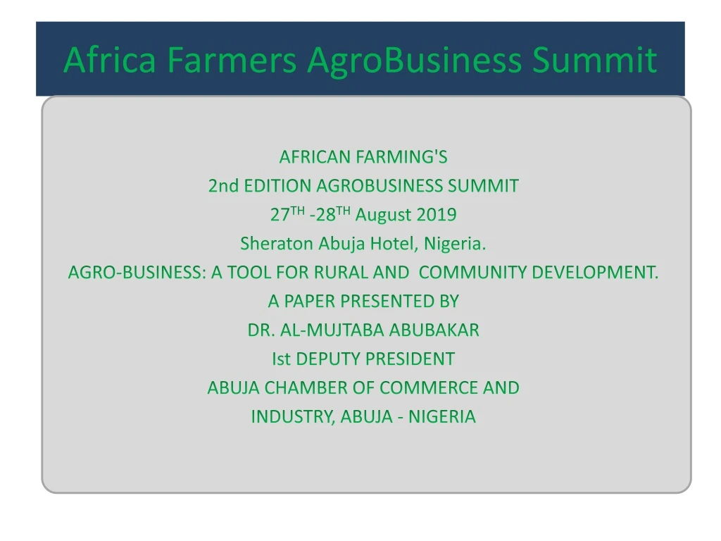 africa farmers agrobusiness summit