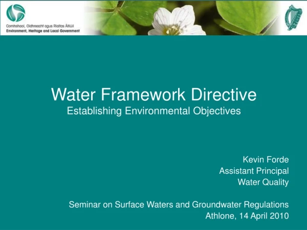 Water Framework Directive Establishing Environmental Objectives