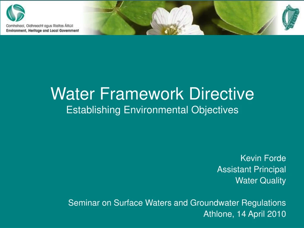 water framework directive establishing environmental objectives
