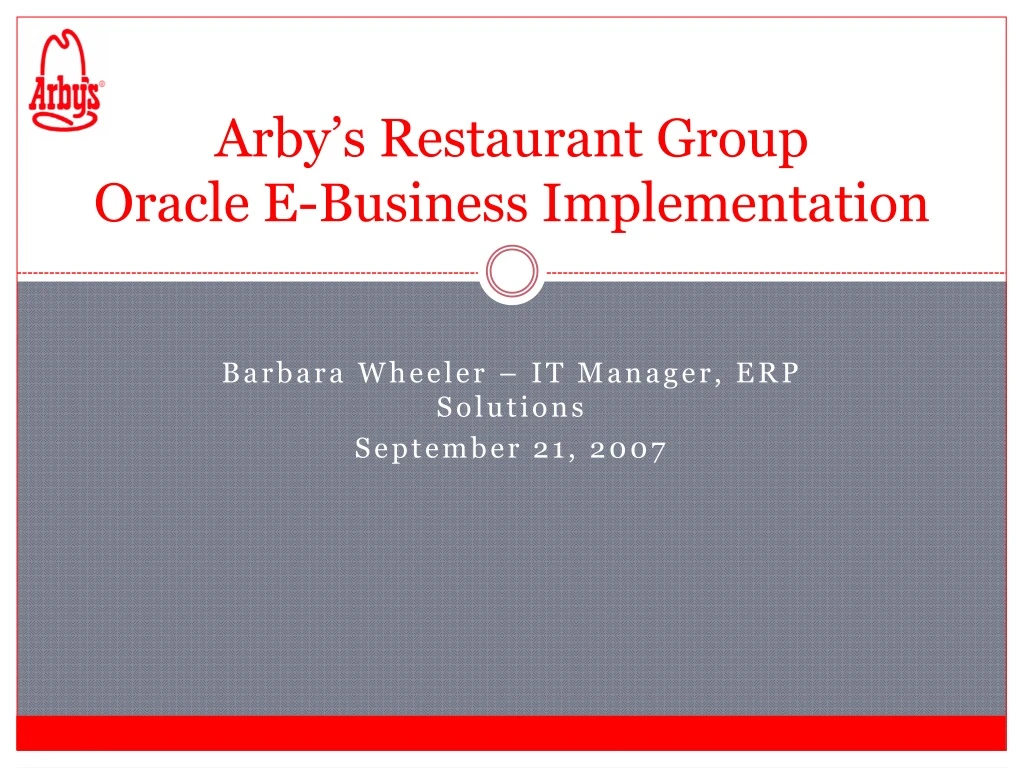 arby s restaurant group oracle e business implementation