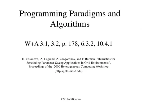 Programming Paradigms and Algorithms