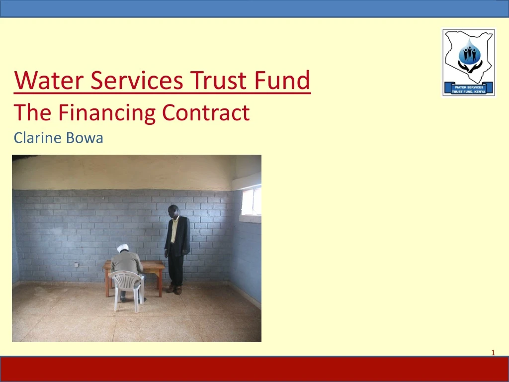 water services trust fund the financing contract clarine bowa