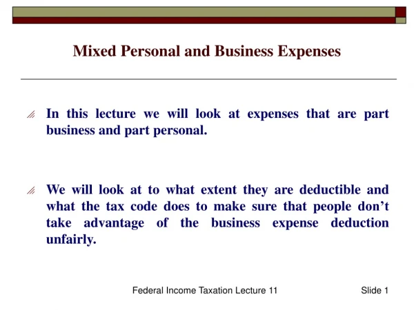 Mixed Personal and Business Expenses