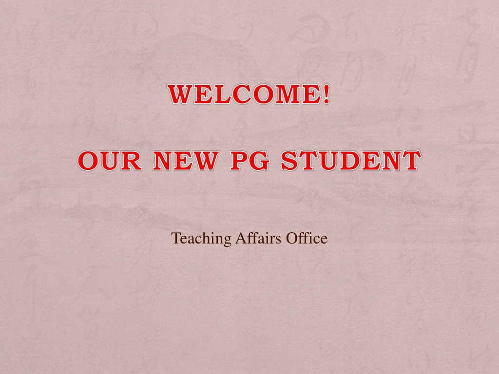 welcome our new pg student