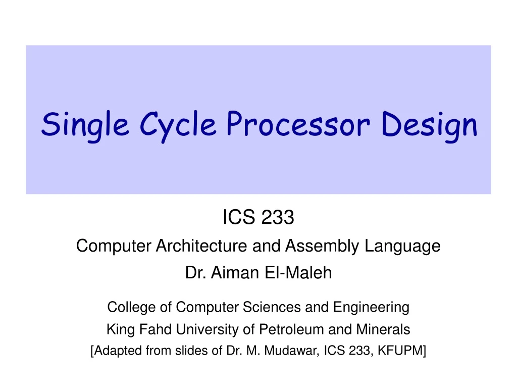 single cycle processor design