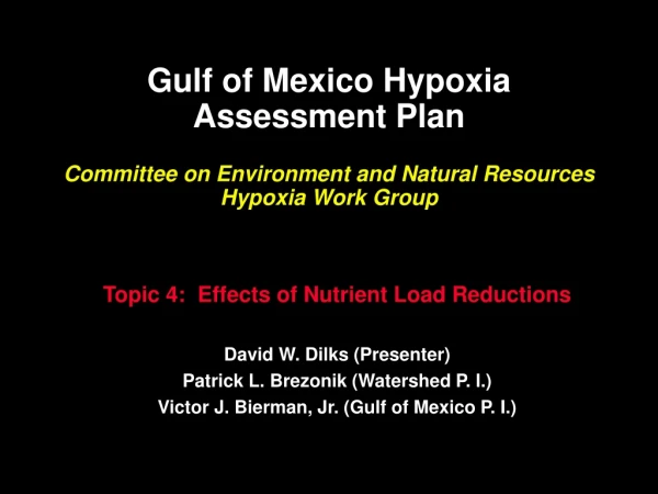 Topic 4:  Effects of Nutrient Load Reductions David W. Dilks (Presenter)