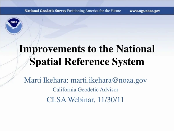 Improvements to the National Spatial Reference System