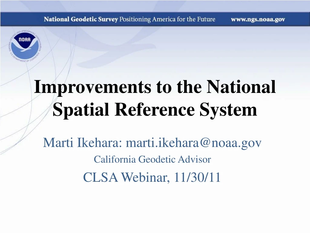 improvements to the national spatial reference system