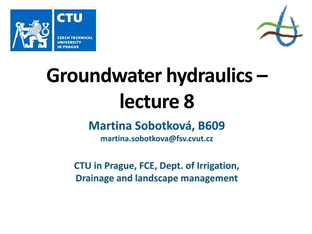 groundwater hydraulics lecture 8