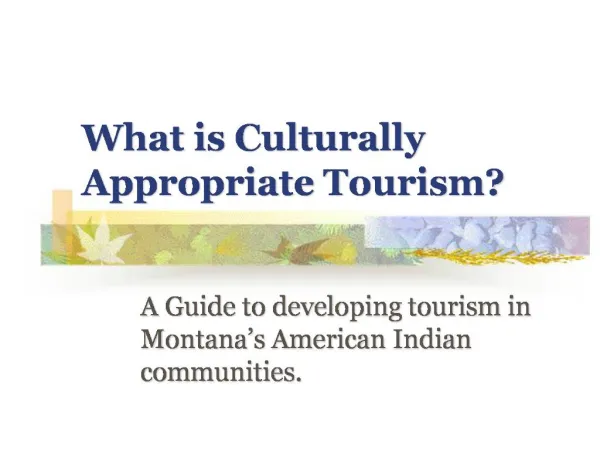 What is Culturally Appropriate Tourism
