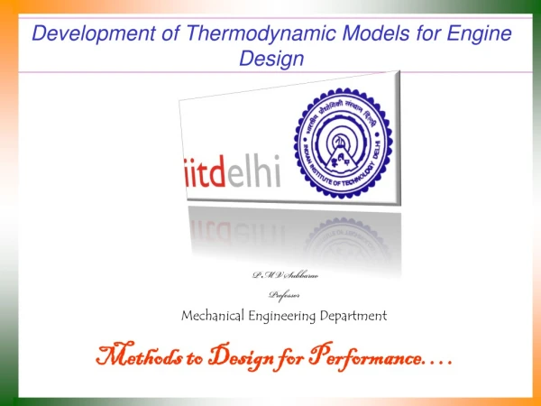 Development of Thermodynamic Models for Engine Design