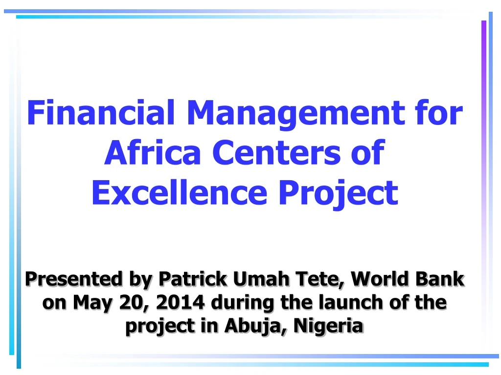 financial management for africa centers